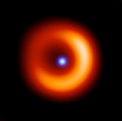 An actual image of a YSO – LkHalpha 105 – taken using the IOTA interferometer and aperture masking on the Keck Telescope (Tuthill & Monnier). The inclined dust disk around the central protostar is clearly evident in red. MRO/mro