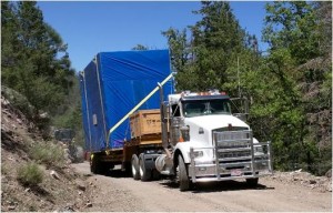 The telescope traveling the 8 miles up Forrest Road 235